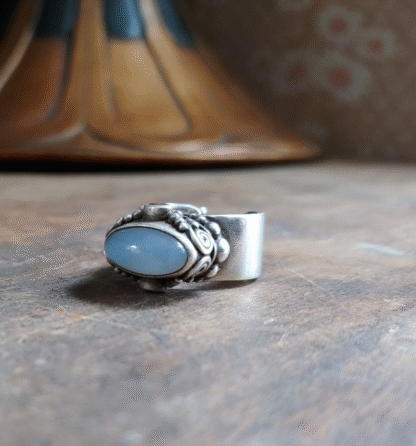 Sajen Sterling Silver 925 Moonstone Ring Size 9.5 Open Back Band 16.86g - Image 7