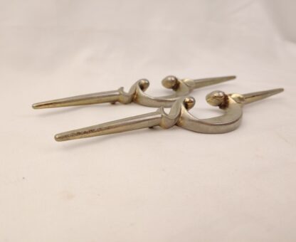 2 Vintage MCM Silver Toned Metal Dresser Drawer Pulls Handles Geometric Abstract - Image 3
