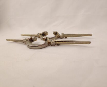 2 Vintage MCM Silver Toned Metal Dresser Drawer Pulls Handles Geometric Abstract - Image 4