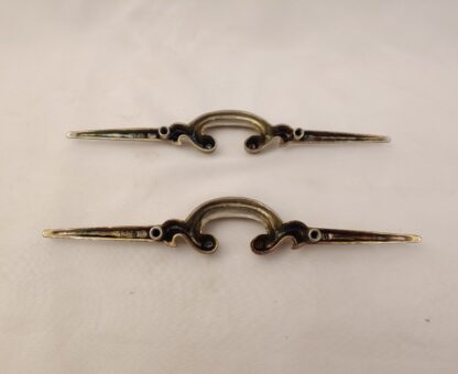 2 Vintage MCM Silver Toned Metal Dresser Drawer Pulls Handles Geometric Abstract - Image 5