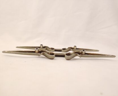 2 Vintage MCM Silver Toned Metal Dresser Drawer Pulls Handles Geometric Abstract - Image 6