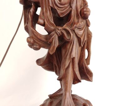 VTG Shouxing Shoulao Ornate Carved Wood Lamp Sculpture Statue Immortal/Longevity - Image 10