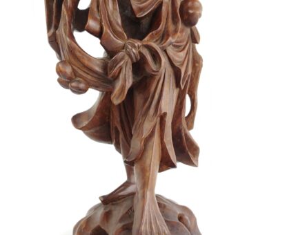 VTG Shouxing Shoulao Ornate Carved Wood Lamp Sculpture Statue Immortal/Longevity - Image 11