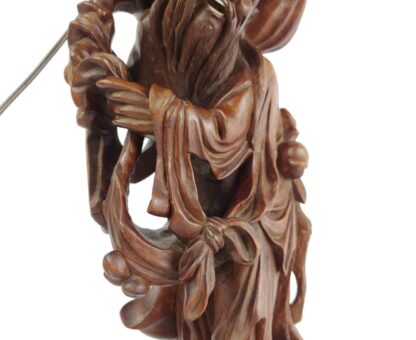 VTG Shouxing Shoulao Ornate Carved Wood Lamp Sculpture Statue Immortal/Longevity - Image 12