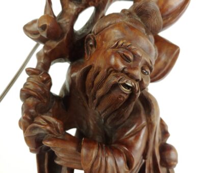 VTG Shouxing Shoulao Ornate Carved Wood Lamp Sculpture Statue Immortal/Longevity - Image 13