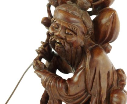 VTG Shouxing Shoulao Ornate Carved Wood Lamp Sculpture Statue Immortal/Longevity - Image 15