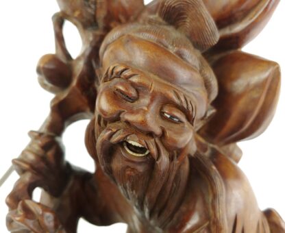 VTG Shouxing Shoulao Ornate Carved Wood Lamp Sculpture Statue Immortal/Longevity - Image 16