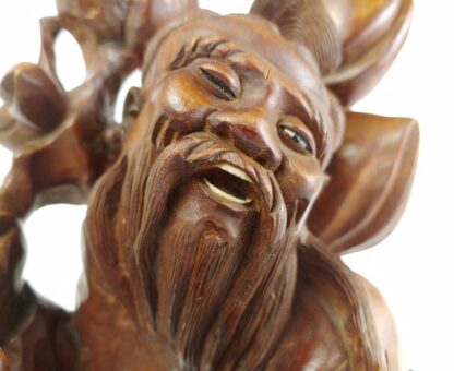 VTG Shouxing Shoulao Ornate Carved Wood Lamp Sculpture Statue Immortal/Longevity - Image 17
