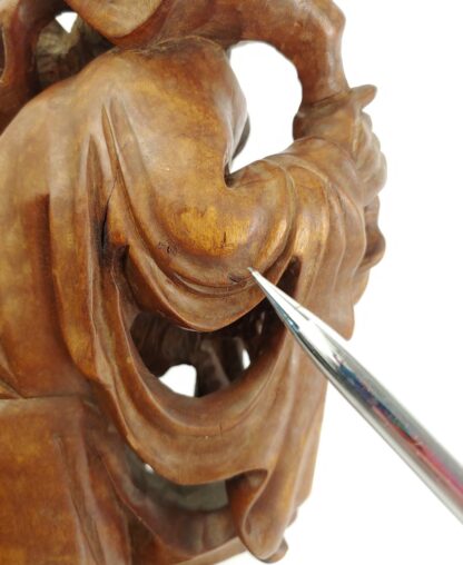 VTG Shouxing Shoulao Ornate Carved Wood Lamp Sculpture Statue Immortal/Longevity - Image 18