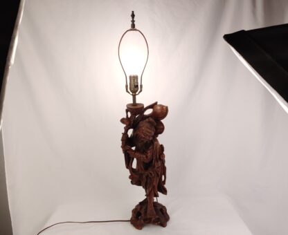 VTG Shouxing Shoulao Ornate Carved Wood Lamp Sculpture Statue Immortal/Longevity - Image 23