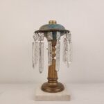 Antique Astral Solar Oil Lamp Crystal Glass Prisms 19th Century Electrified