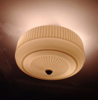 VTG 10" Milk Glass Ceiling Light Shade Ribbed Cake Minimal Elegant Art Deco MCM