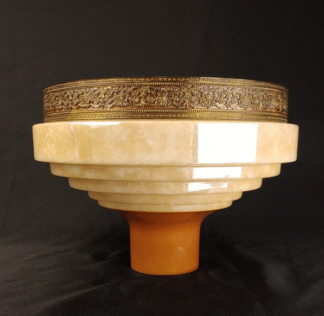 VTG Tiered Wedding Cake Torchiere Floor Lamp Shade Iridescent Lustre Brass