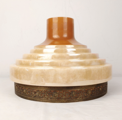 VTG Tiered Wedding Cake Torchiere Floor Lamp Shade Iridescent Lustre Brass - Image 2