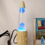 Beige & Blue Tiki Liquid Motion Lamp Lava Idol Totem Bar Retro Lighting