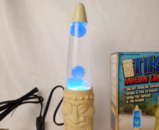Beige & Blue Tiki Liquid Motion Lamp Lava Idol Totem Bar Retro Lighting