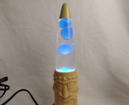 Beige & Blue Tiki Liquid Motion Lamp Lava Idol Totem Bar Retro Lighting - Image 5