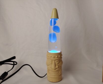 Beige & Blue Tiki Liquid Motion Lamp Lava Idol Totem Bar Retro Lighting - Image 6
