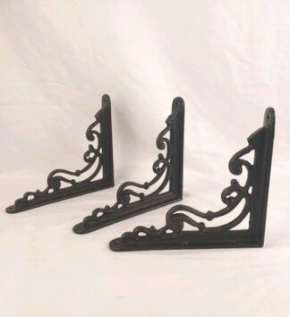 Set of 3 Ornate Art Nouveau Reproduction 9" Cast Iron Shelf Brackets Heavy Duty