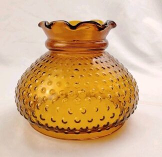 Vintage Amber Hobnail Oil/Electric Lamp Shade Student Hurricane Parlor 7" Fitter