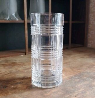 1 Ralph Lauren Glen Plaid Cut Crystal Clear 6.25" Highball Glass CHIPPED