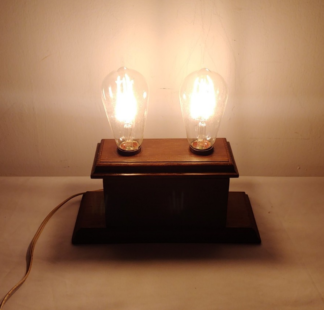 VTG Handmade Thomas Edison Style Wood Lamp Dual/Two Bulb Fixture Holder LED OOAK
