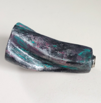 Handmade Chalkware Lamp Topper Finial Teal/Pink/Black/Silver MCM Style Reglor