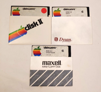 Lot Apple Diskware DOS 3.3 System Master & BASICS 5.25-inch 3 Floppy Disk+Sleeve